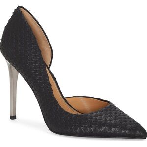 Jessica Simpson Pheona Pump Black Leather Pointed Toe Stiletto Heels Size 9